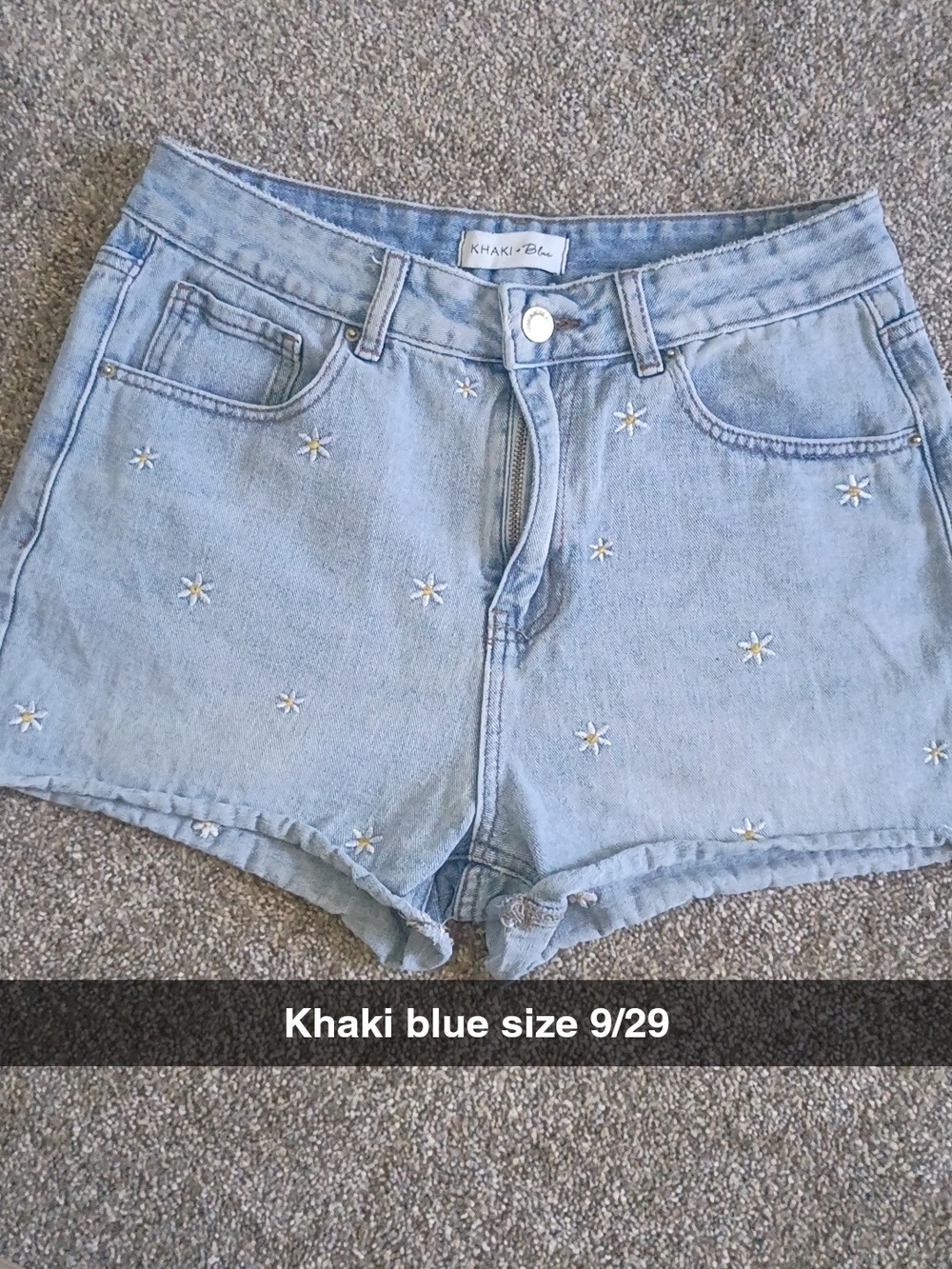 Light Wash Daisy Embroidered Denim Shorts -